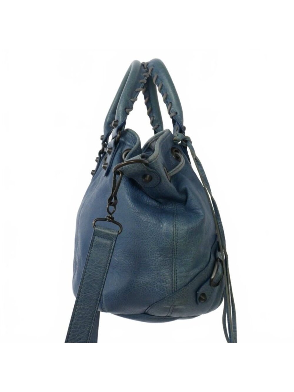 Balenciaga Classic Mini Pom Leather 2-Way Shoulder Bag Blue - Picture 4 of 7